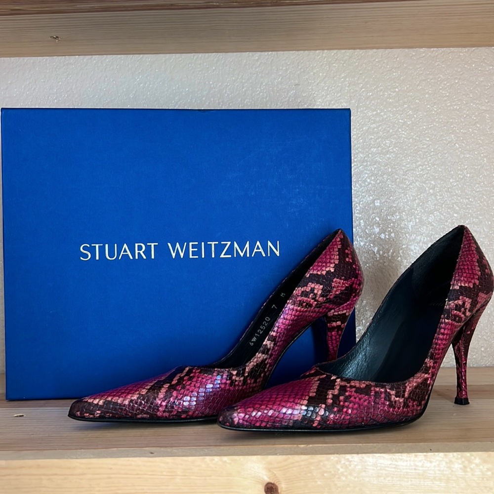 Stuart Weitzman Pink Snakeskin Heels